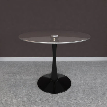 Bristol Round Dining Table with Glass Top and Iron Pedestal Base - Elax Furniture