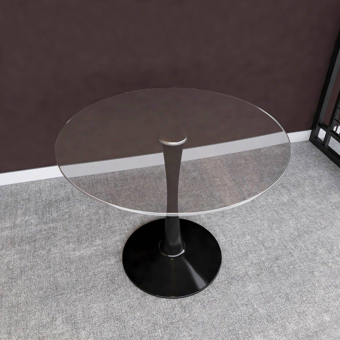 Bristol Round Dining Table with Glass Top and Iron Pedestal Base - Elax Furniture