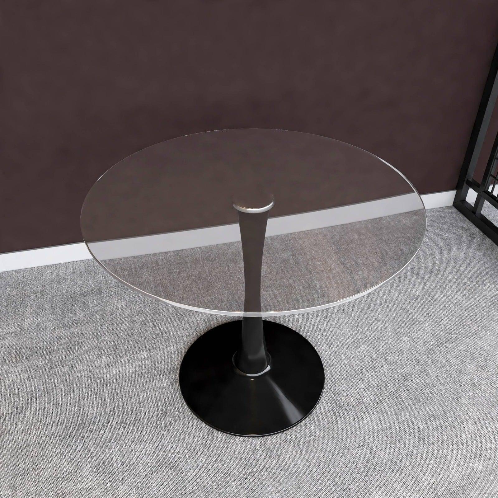 Bristol Round Dining Table with Glass Top and Iron Pedestal Base - Elax Furniture