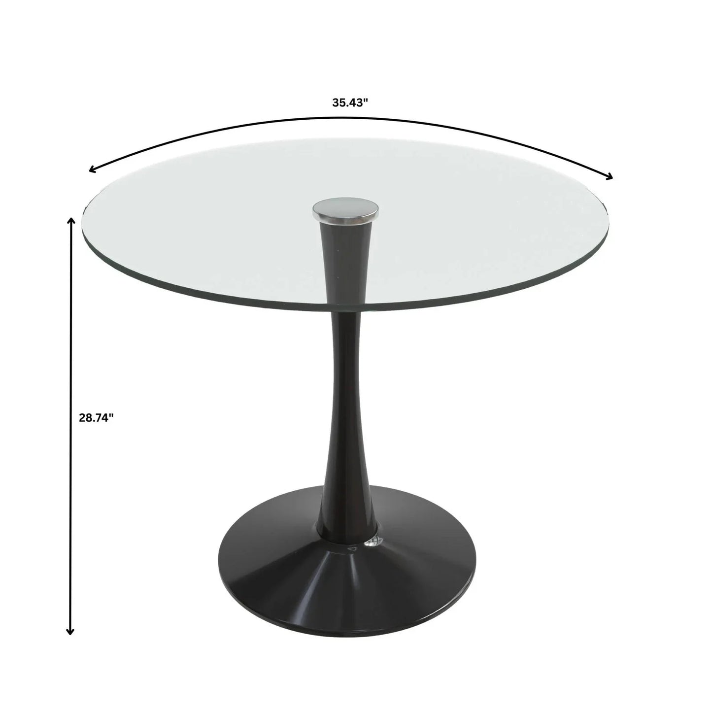 Bristol Round Dining Table with Glass Top and Iron Pedestal Base - Elax Furniture
