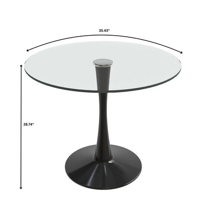 Bristol Round Dining Table with Glass Top and Iron Pedestal Base - Elax Furniture