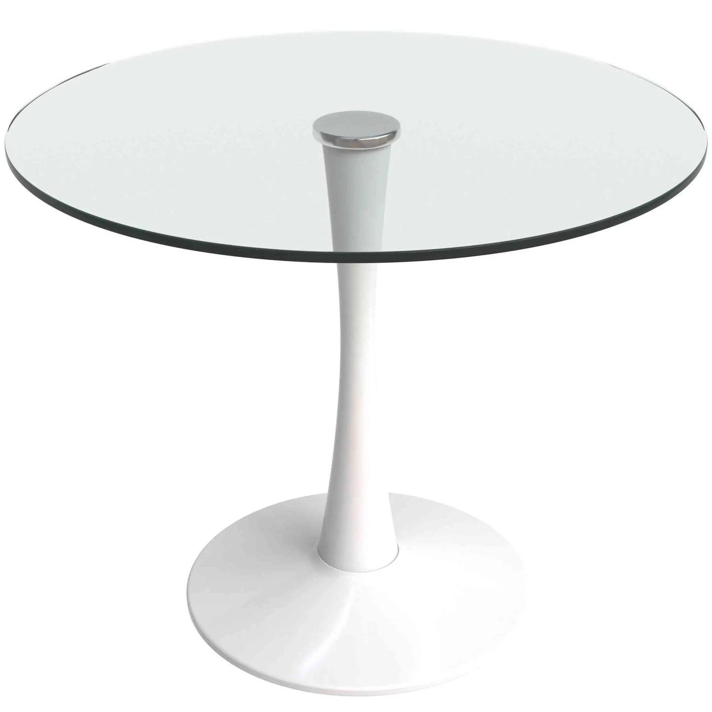 Bristol Round Dining Table with Glass Top and Iron Pedestal Base - Elax Furniture