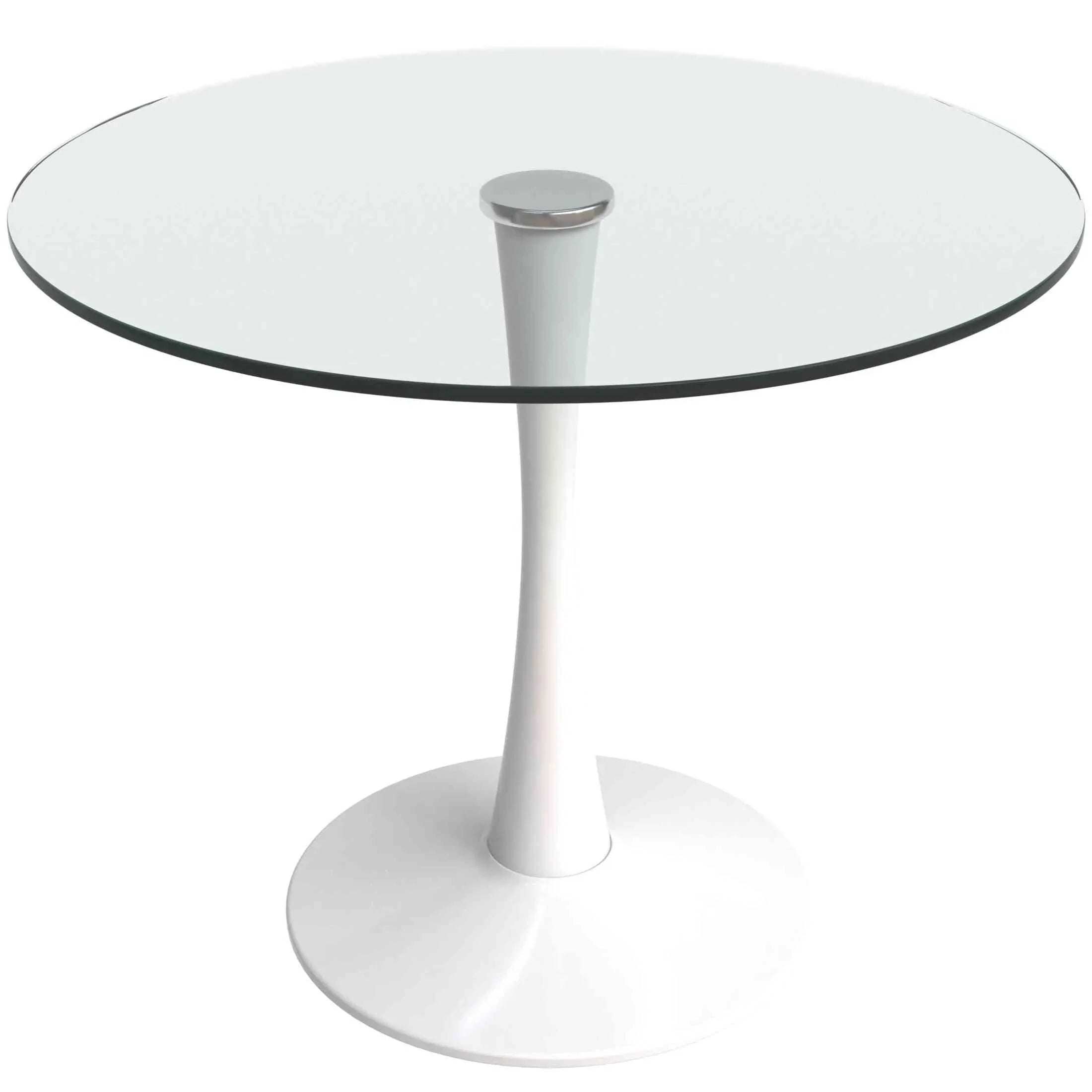 Bristol Round Dining Table with Glass Top and Iron Pedestal Base - Elax Furniture