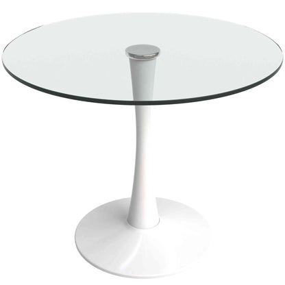 Bristol Round Dining Table with Glass Top and Iron Pedestal Base - Elax Furniture