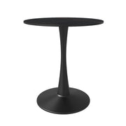 Bristol Round Dining Table with MDF/Sintered Stone/Glass Tabletop in Black Steel Base Sintered Stone 24 Inches Black Dining Table Leisuremod