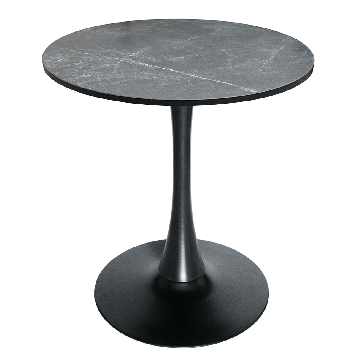 Bristol Round Dining Table with 27" MDF Tabletop and Black Iron Pedestal Base