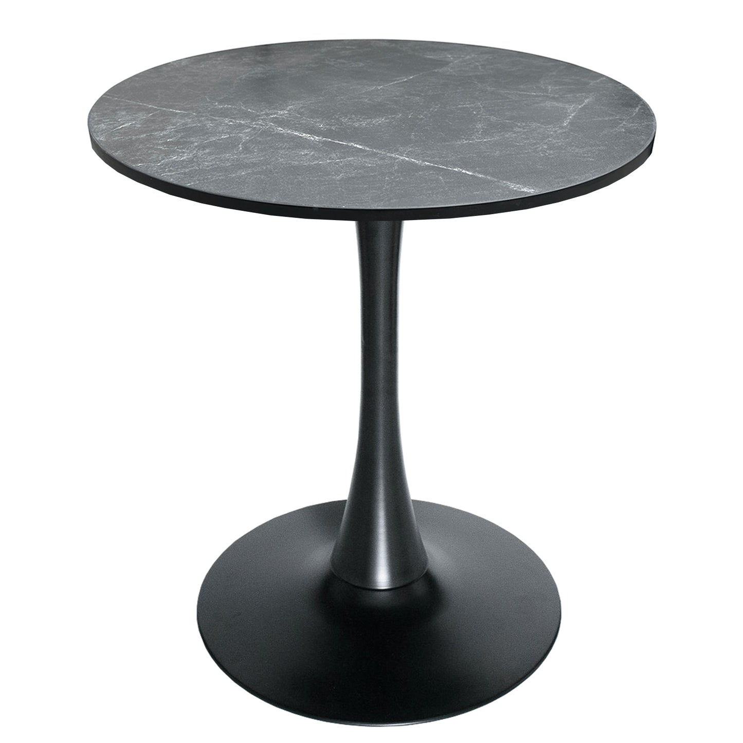 Bristol Round Dining Table with 27" MDF Tabletop and Black Iron Pedestal Base
