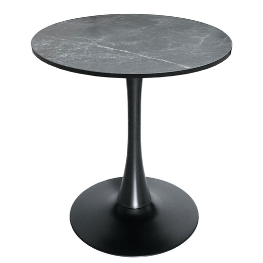 Bristol Round Dining Table with 27" MDF Tabletop and Black Iron Pedestal Base