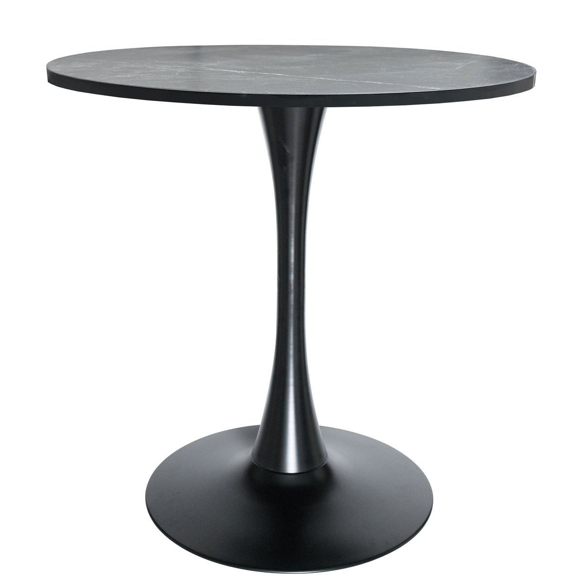 Bristol Round Dining Table with 27" MDF Tabletop and Black Iron Pedestal Base