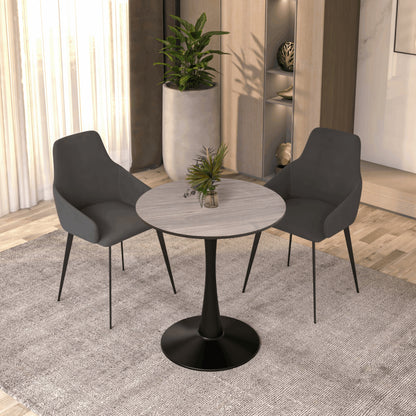 Bristol Round Dining Table with 27" MDF Tabletop and Black Iron Pedestal Base