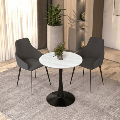 Bristol Round Dining Table with 27" MDF Tabletop and Black Iron Pedestal Base