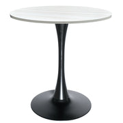 Bristol Round Dining Table with 27" MDF Tabletop and Black Iron Pedestal Base