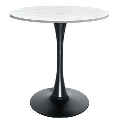 Bristol Round Dining Table with 27" MDF Tabletop and Black Iron Pedestal Base