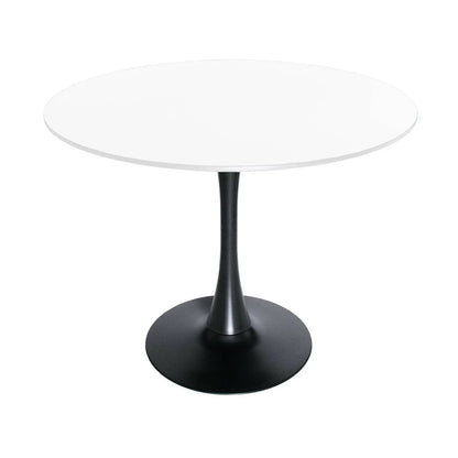 Bristol Modern Round Dining Table with Wood Top and Iron Pedestal Base - Elax Furniture