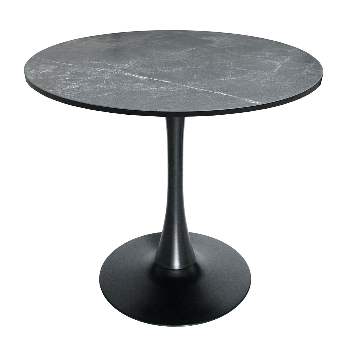 Bristol Modern Round Dining Table with 36" MDF Tabletop and Black Iron Pedestal Base