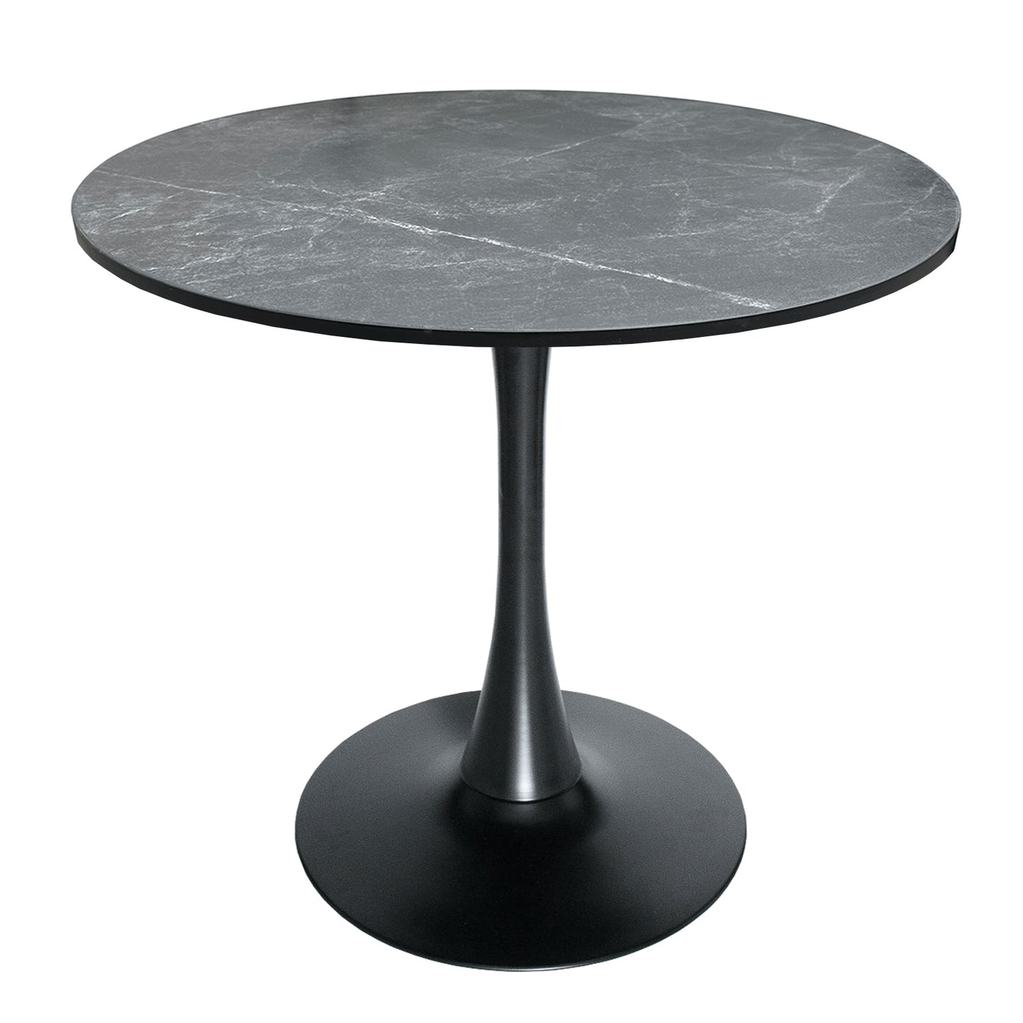 Bristol Modern Round Dining Table with 36" MDF Tabletop and Black Iron Pedestal Base