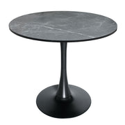 Bristol Modern Round Dining Table with 36" MDF Tabletop and Black Iron Pedestal Base
