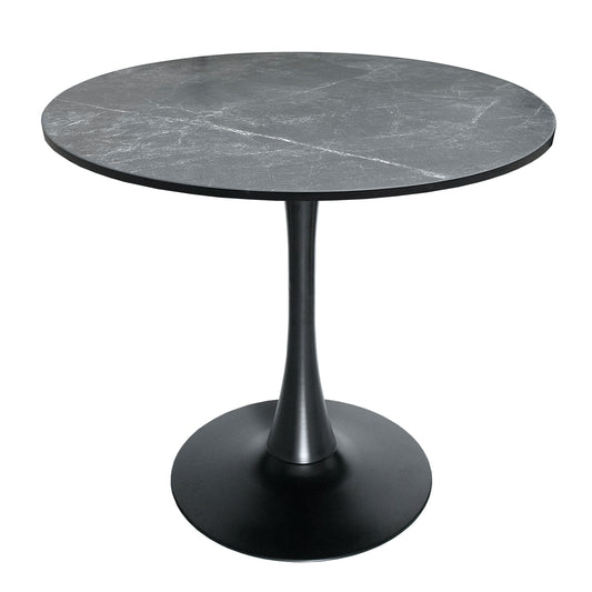Bristol Modern Round Dining Table with 36" MDF Tabletop and Black Iron Pedestal Base