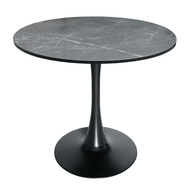 Bristol Modern Round Dining Table with 36" MDF Tabletop and Black Iron Pedestal Base