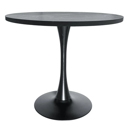 Bristol Modern Round Dining Table with 36" MDF Tabletop and Black Iron Pedestal Base - Elax Furniture