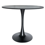 Bristol Modern Round Dining Table with 36" MDF Tabletop and Black Iron Pedestal Base