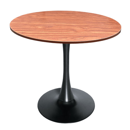 Bristol Modern Round Dining Table with 36" MDF Tabletop and Black Iron Pedestal Base
