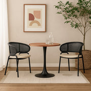 Bristol Modern Round Dining Table with 36" MDF Tabletop and Black Iron Pedestal Base