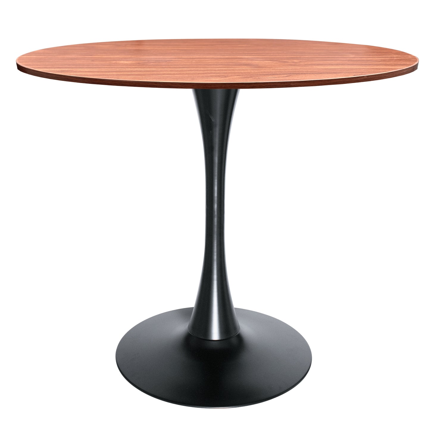 Bristol Modern Round Dining Table with 36" MDF Tabletop and Black Iron Pedestal Base