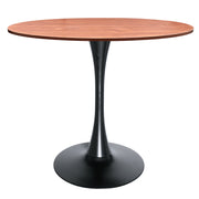 Bristol Modern Round Dining Table with 36" MDF Tabletop and Black Iron Pedestal Base