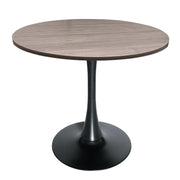 Bristol Modern Round Dining Table with 36" MDF Tabletop and Black Iron Pedestal Base