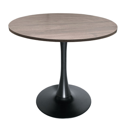 Bristol Modern Round Dining Table with 36" MDF Tabletop and Black Iron Pedestal Base