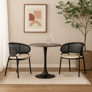 Bristol Modern Round Dining Table with 36" MDF Tabletop and Black Iron Pedestal Base
