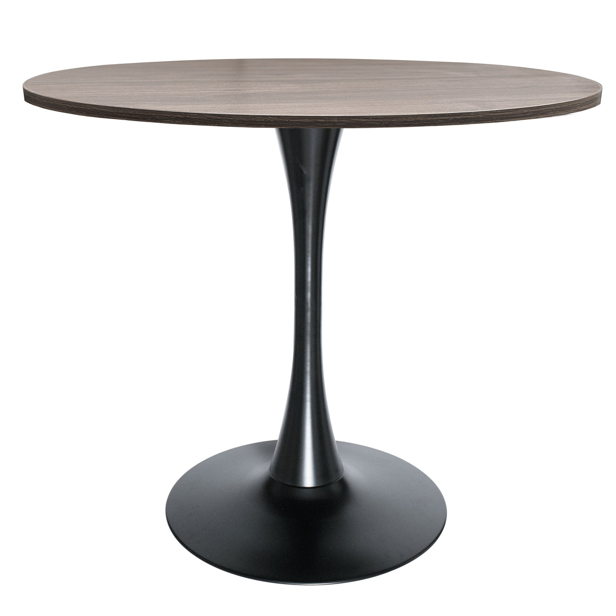 Bristol Modern Round Dining Table with 36" MDF Tabletop and Black Iron Pedestal Base
