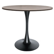 Bristol Modern Round Dining Table with 36" MDF Tabletop and Black Iron Pedestal Base