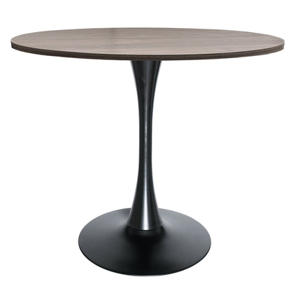 Bristol Modern Round Dining Table with 36" MDF Tabletop and Black Iron Pedestal Base