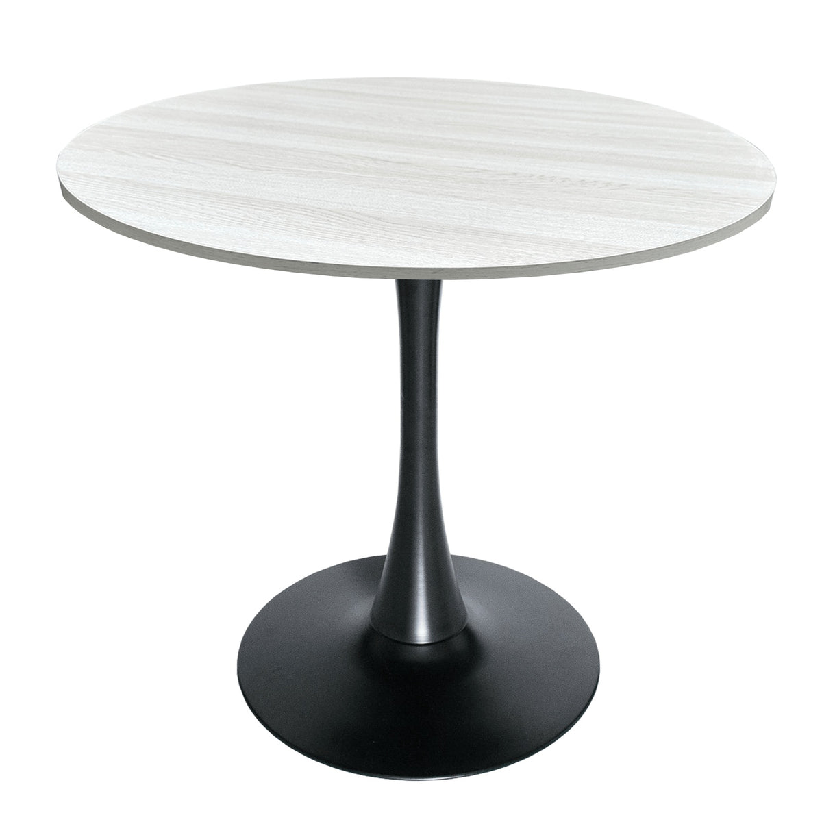 Bristol Modern Round Dining Table with 36" MDF Tabletop and Black Iron Pedestal Base