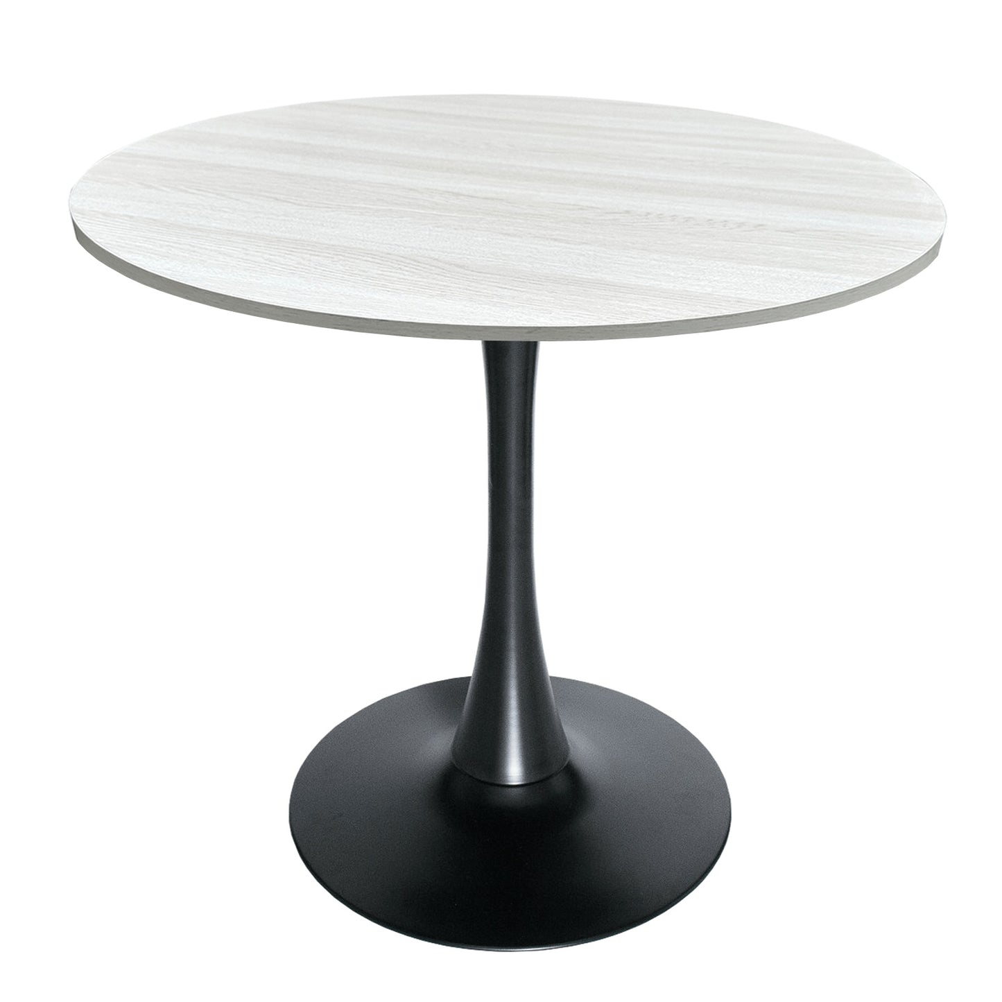 Bristol Modern Round Dining Table with 36" MDF Tabletop and Black Iron Pedestal Base