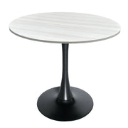 Bristol Modern Round Dining Table with 36" MDF Tabletop and Black Iron Pedestal Base