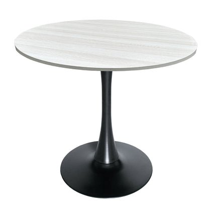 Bristol Modern Round Dining Table with 36" MDF Tabletop and Black Iron Pedestal Base