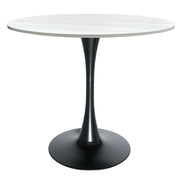 Bristol Modern Round Dining Table with 36" MDF Tabletop and Black Iron Pedestal Base