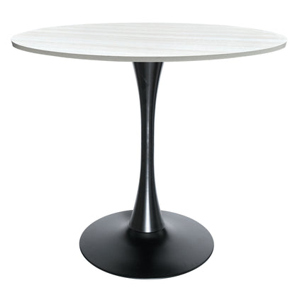 Bristol Modern Round Dining Table with 36" MDF Tabletop and Black Iron Pedestal Base
