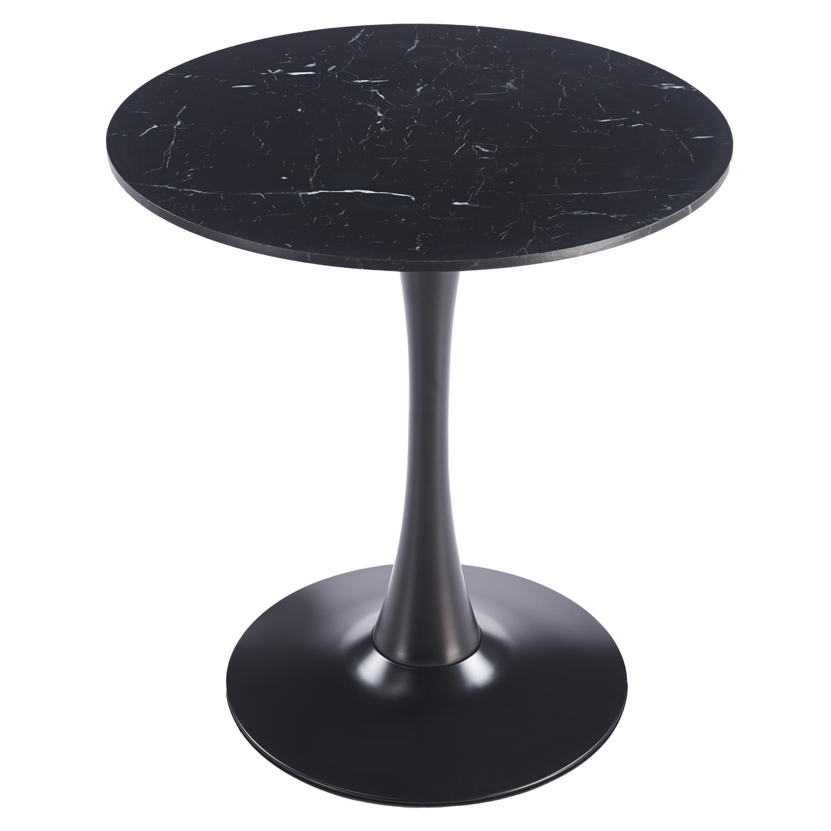 Bristol Round Dining Table with MDF/Sintered Stone/Glass and Bevel Design Tabletop in Black Steel Base