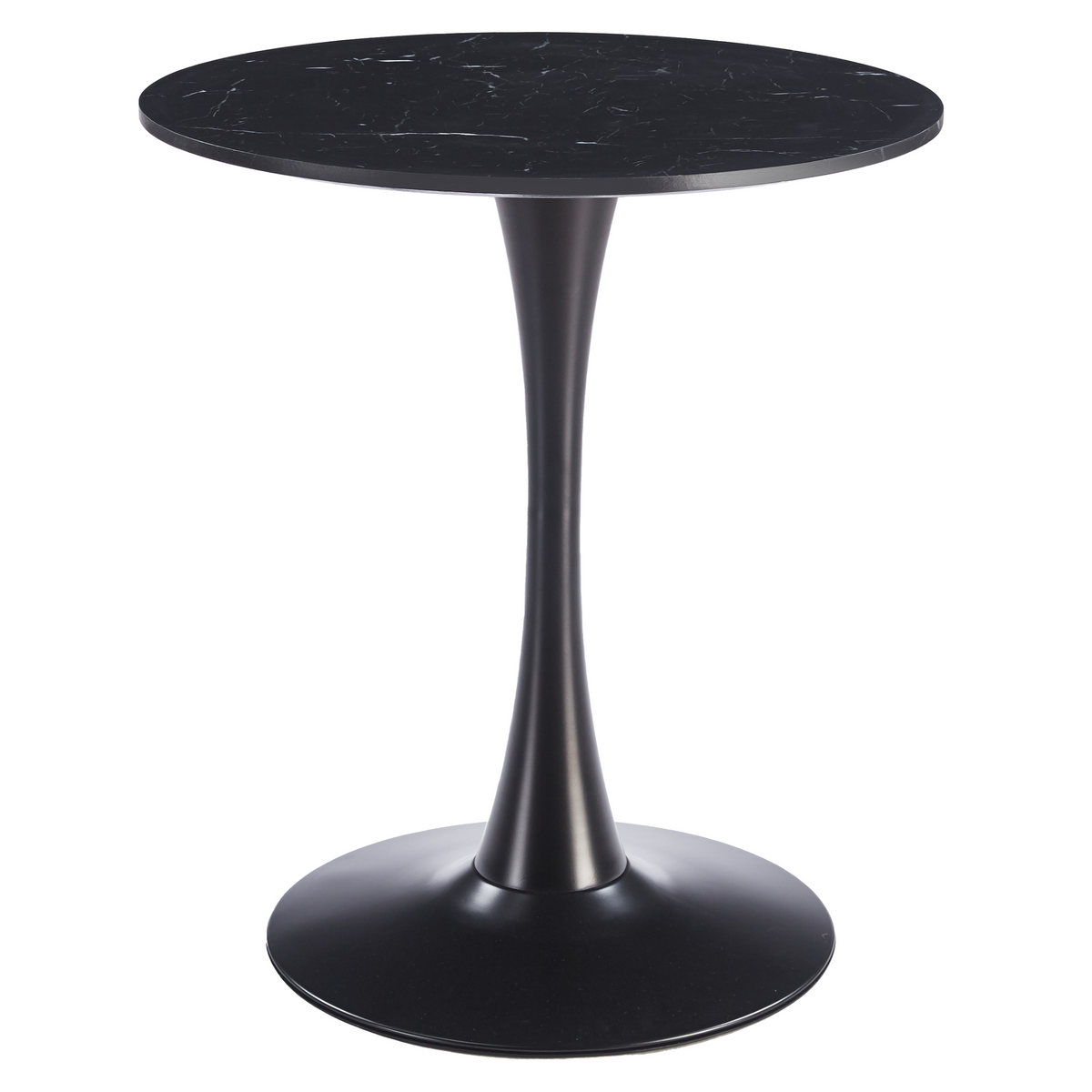 Bristol Round Dining Table with MDF/Sintered Stone/Glass and Bevel Design Tabletop in Black Steel Base