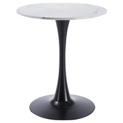 Bristol Round Dining Table with MDF/Sintered Stone/Glass and Bevel Design Tabletop in Black Steel Base
