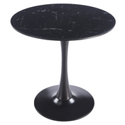 Bristol Round Dining Table with MDF/Sintered Stone/Glass and Bevel Design Tabletop in Black Steel Base