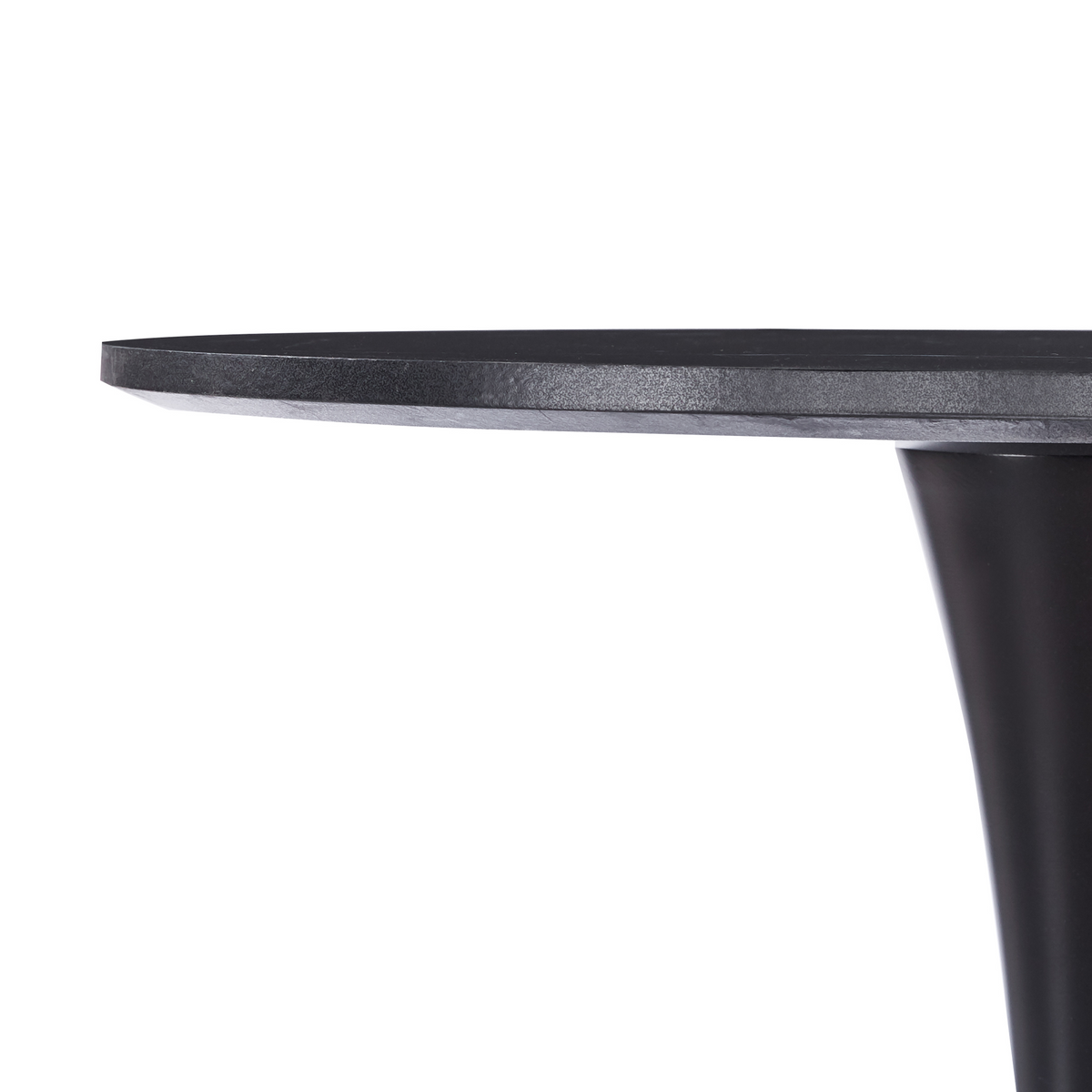 Bristol Round Dining Table with MDF/Sintered Stone/Glass and Bevel Design Tabletop in Black Steel Base