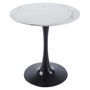 Bristol Round Dining Table with MDF/Sintered Stone/Glass and Bevel Design Tabletop in Black Steel Base