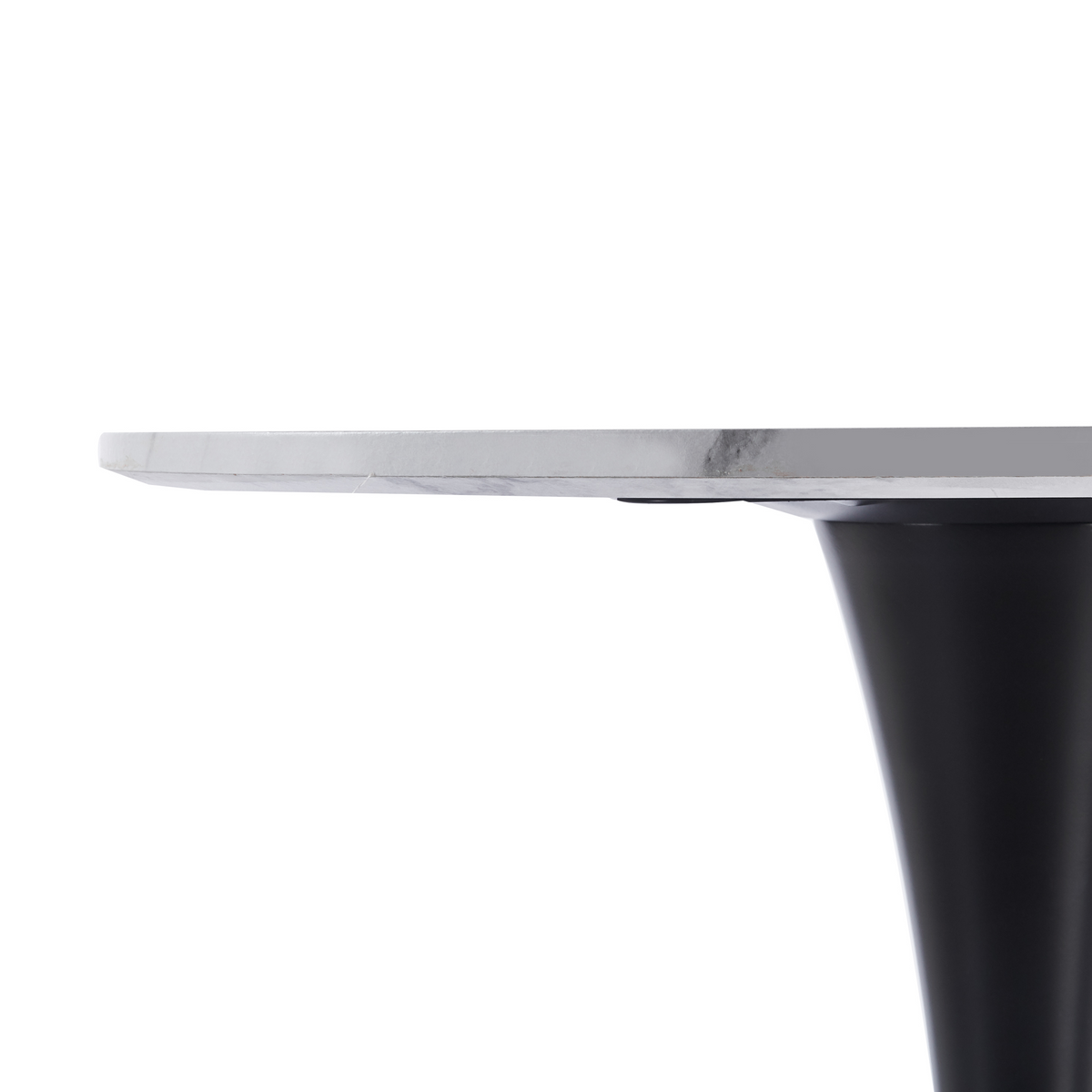 Bristol Round Dining Table with MDF/Sintered Stone/Glass and Bevel Design Tabletop in Black Steel Base