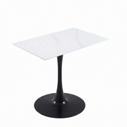 Bristol Dining Table with Sintered Stone Rectangular Tabletop and Steel Base