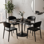 Bristol Square Dining Table with 35 in. Wide Sintered Stone Top and Steel Base